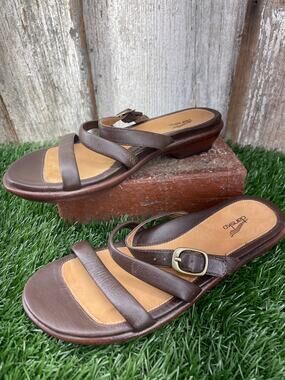 Dansko Strappy Sandals Brown Leather Slides Women's EU 36 5.5-6